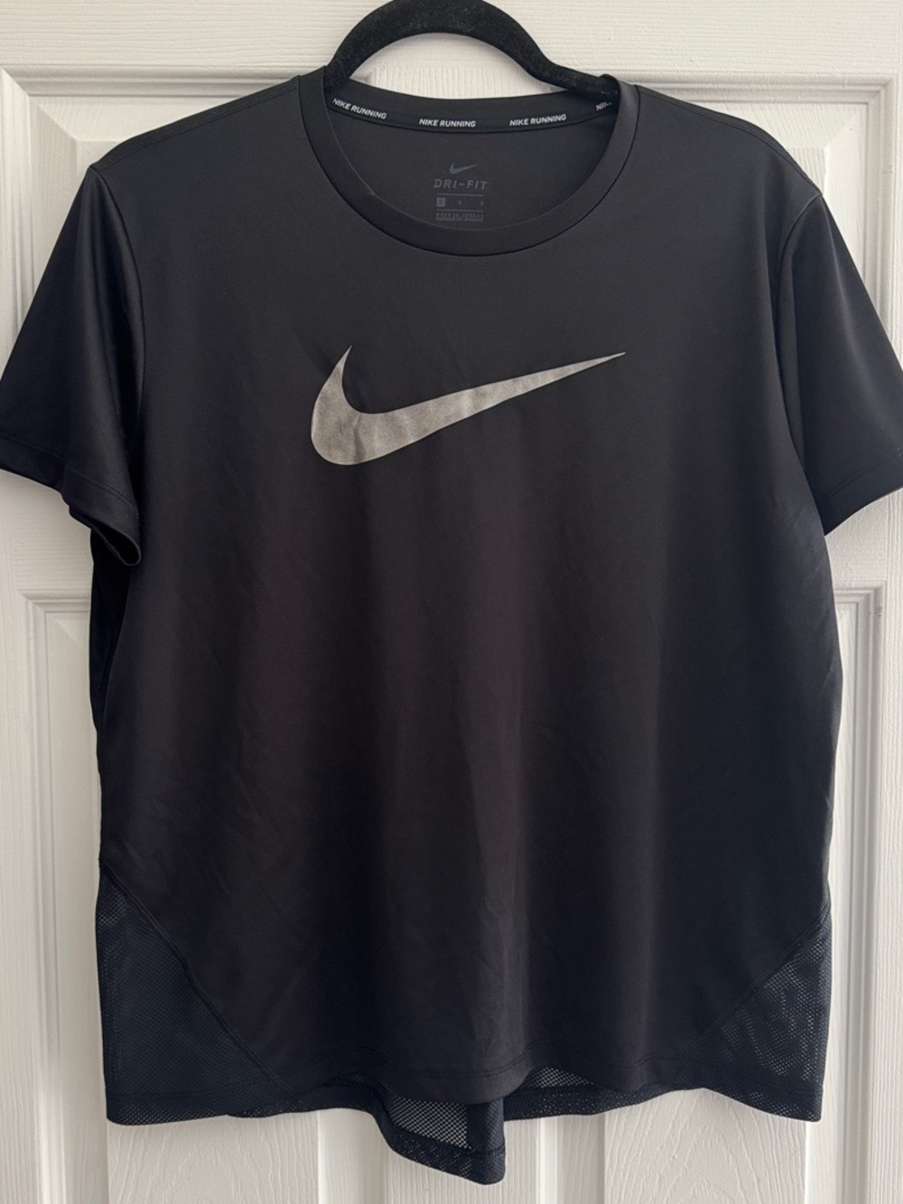 Nike Black Short Sleeve Dri-FIT Tee with Silver Swoosh